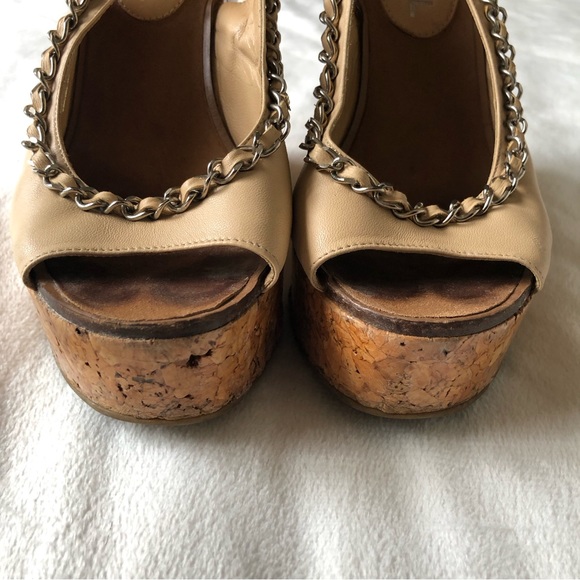 Chanel Chain Link CC Cork & Leather Wedges EU36 - Picture 13 of 16